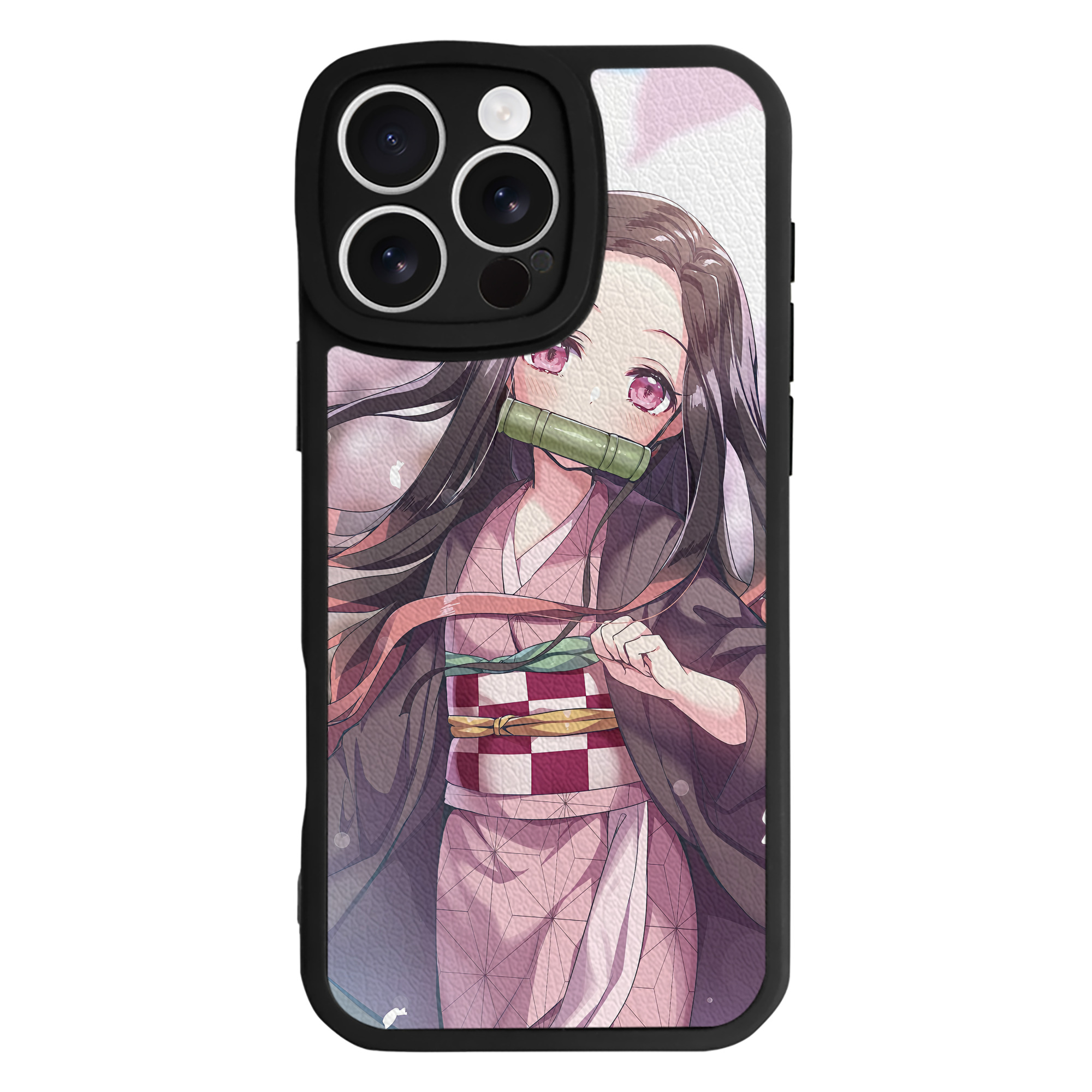 （画像用） 鬼滅の刃（きめつのやいば）竈門 禰󠄀豆子／かまど ねずこ Kamado Nezuko 【iPhone 16シリーズ対応】シリコンスマホケース（レザー調） 材質：シリコン